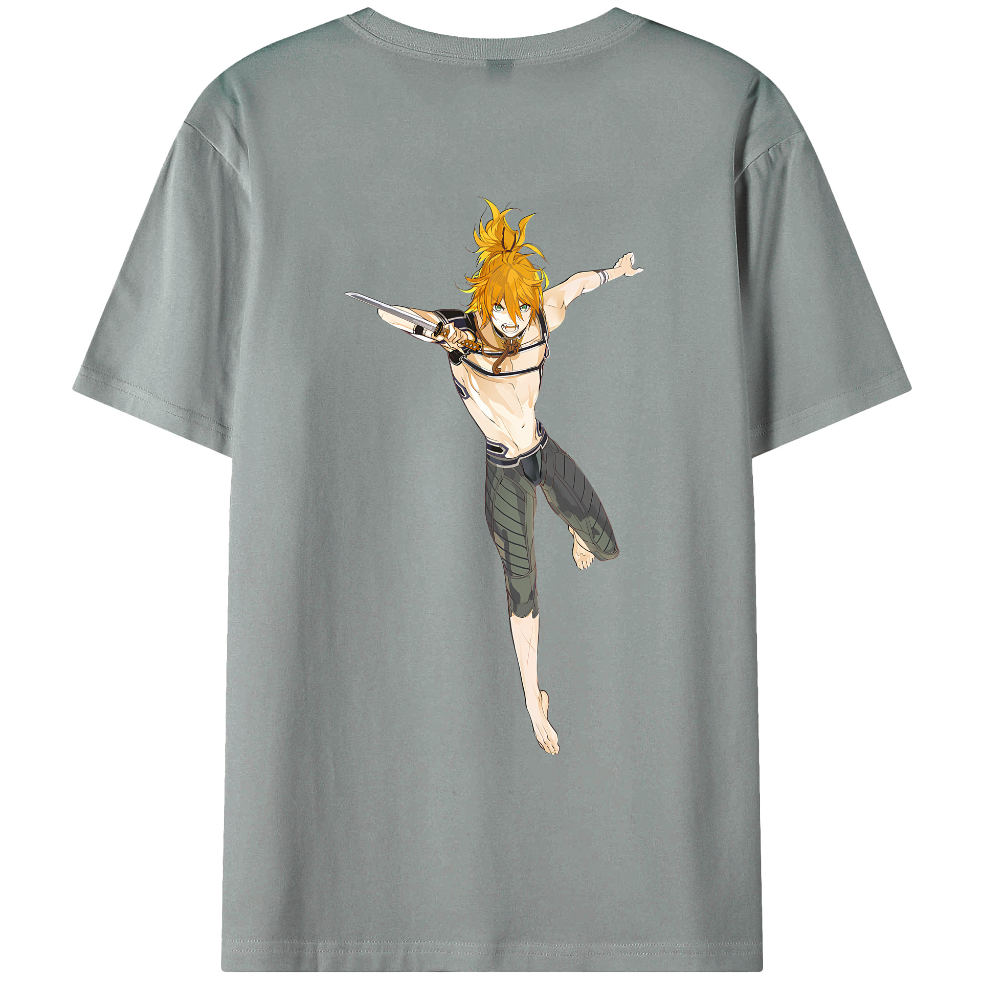 （画像用） 刀剣乱舞 Touken Ranbu 綿100％ メンズ半袖Tシャツ（バックプリント） 通気性
